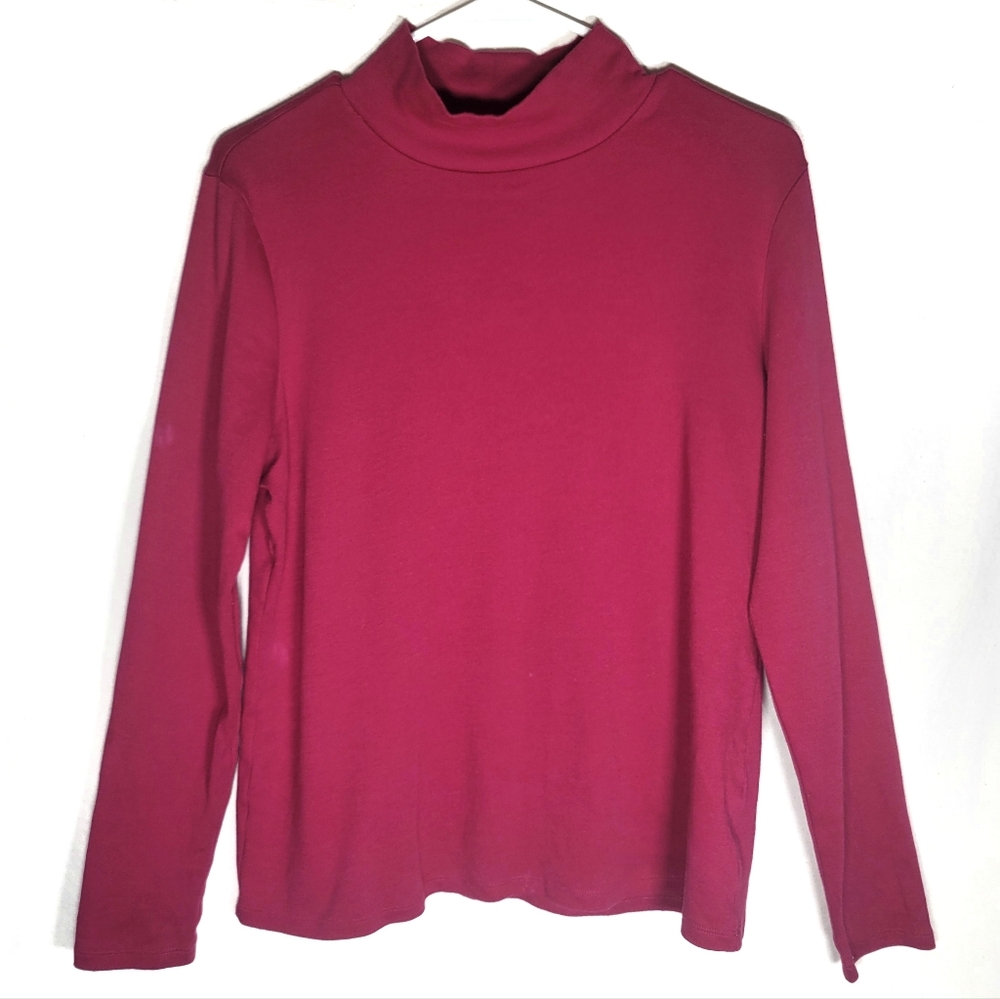 M cranberry mock turtleneck longsleeve red wine burgundy tshirt